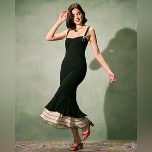 RIHOAS The Black Sweetheart Neck Bodycon Slip Maxi Dress (NWT)